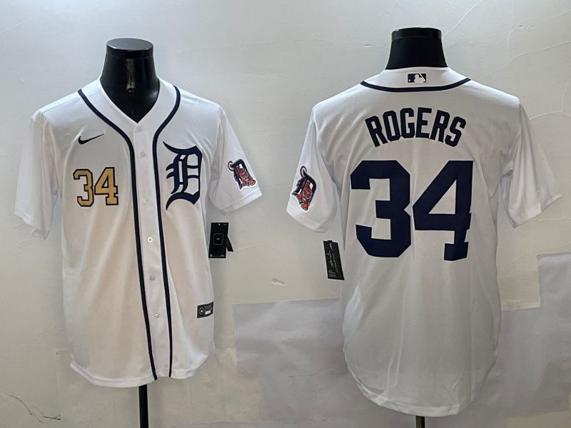 Men Detroit Tigers #34 Rogers White Game 2025 Nike MLB Jersey style 3114->detroit tigers->MLB Jersey